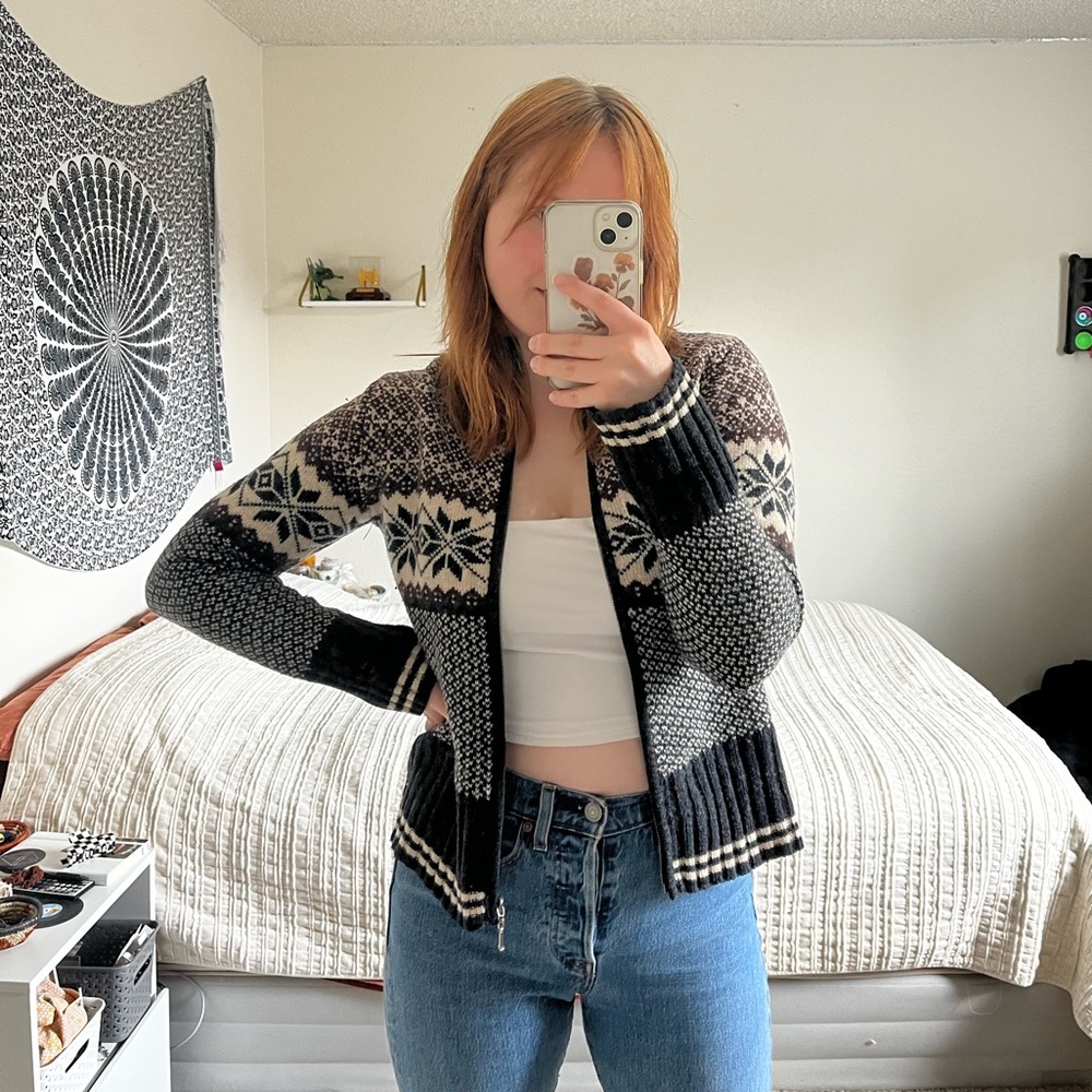 vintage wool zip up sweater